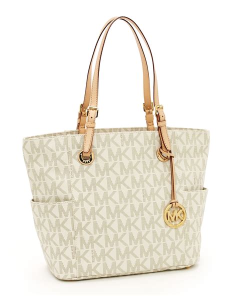 michael kors jet set logo large tote vanilla|Michael Kors large open tote.